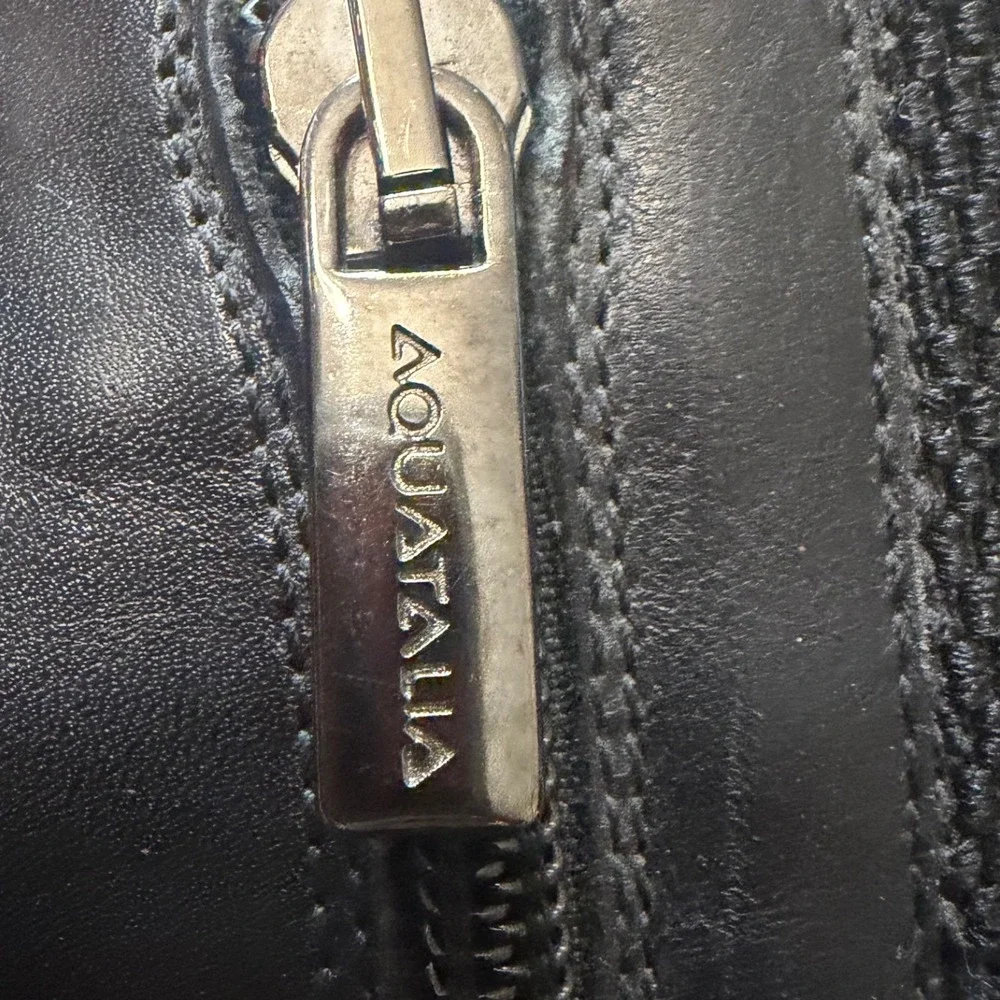 Aquatalia Black Leather Tall Weather Resistant Riding Boots Buckle Detail